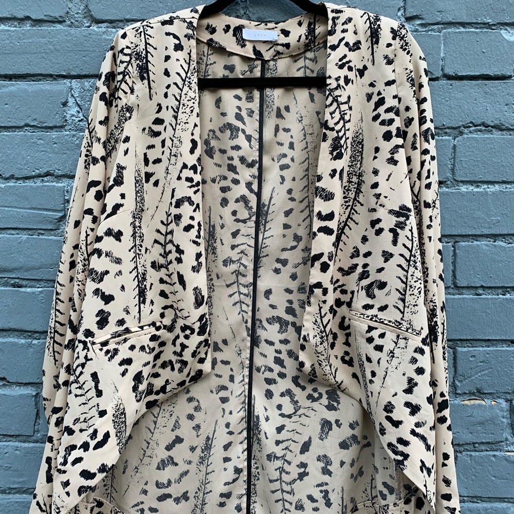LUSH Lightweight Animal Print Collarless Blazer Urban Outfitters Modern Office